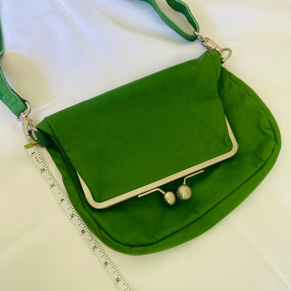 Sticks and Stones Amsterdam Green Leather Red Interior Crossbody Bag Multi Clips - Picture 5 of 16